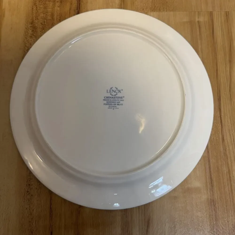 Set of 6 Lenox Chinastone POPPIES ON BLUE 10.5” Dinner Plate Plates Set USA